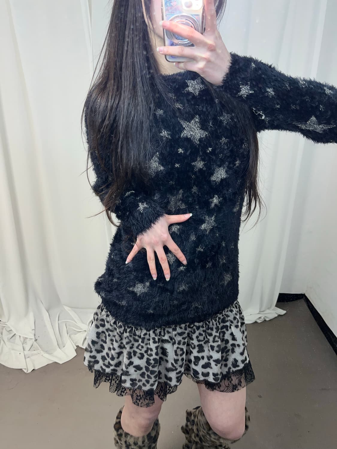 별 패턴 앙고라 니트 상품이미지4