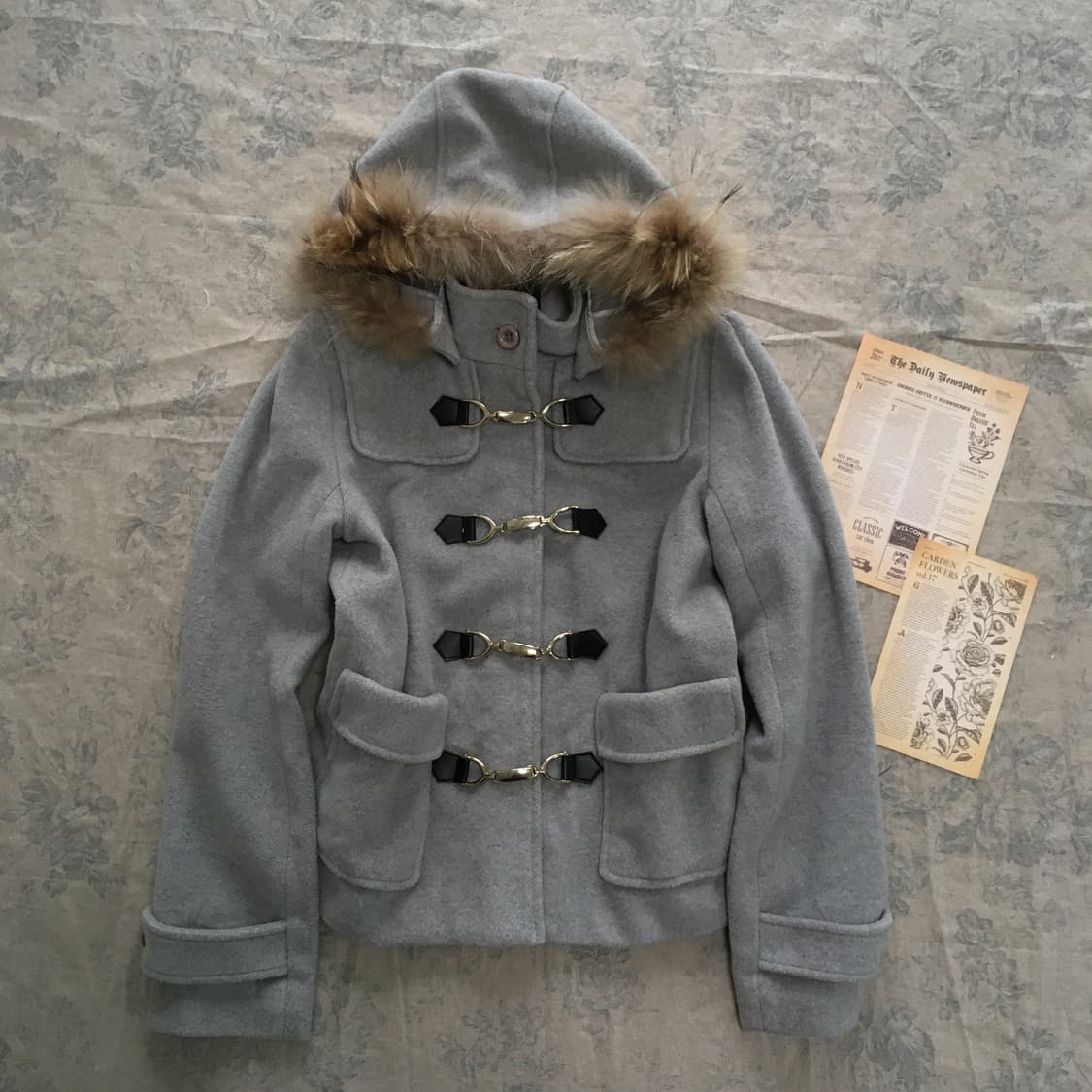 cecil mcbee sora gray fur duffle half co 상품이미지1
