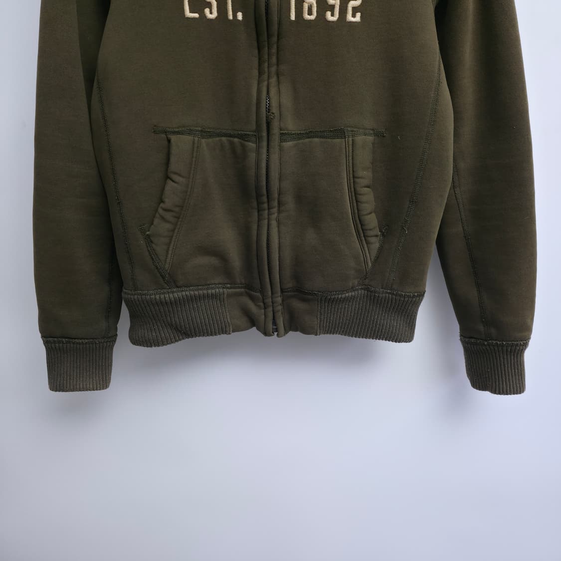 [M] 아베크롬비 y2k 울프죠 카키 양털 대장급 후드집업 희귀져지 상품이미지4