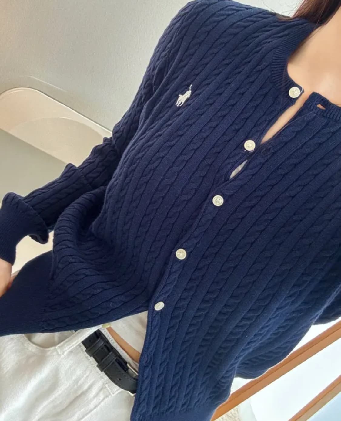 (정품) 폴로 랄프로렌 가디건 헌터네이비 - 걸즈 걸스 꽈배기 니트 상품이미지2