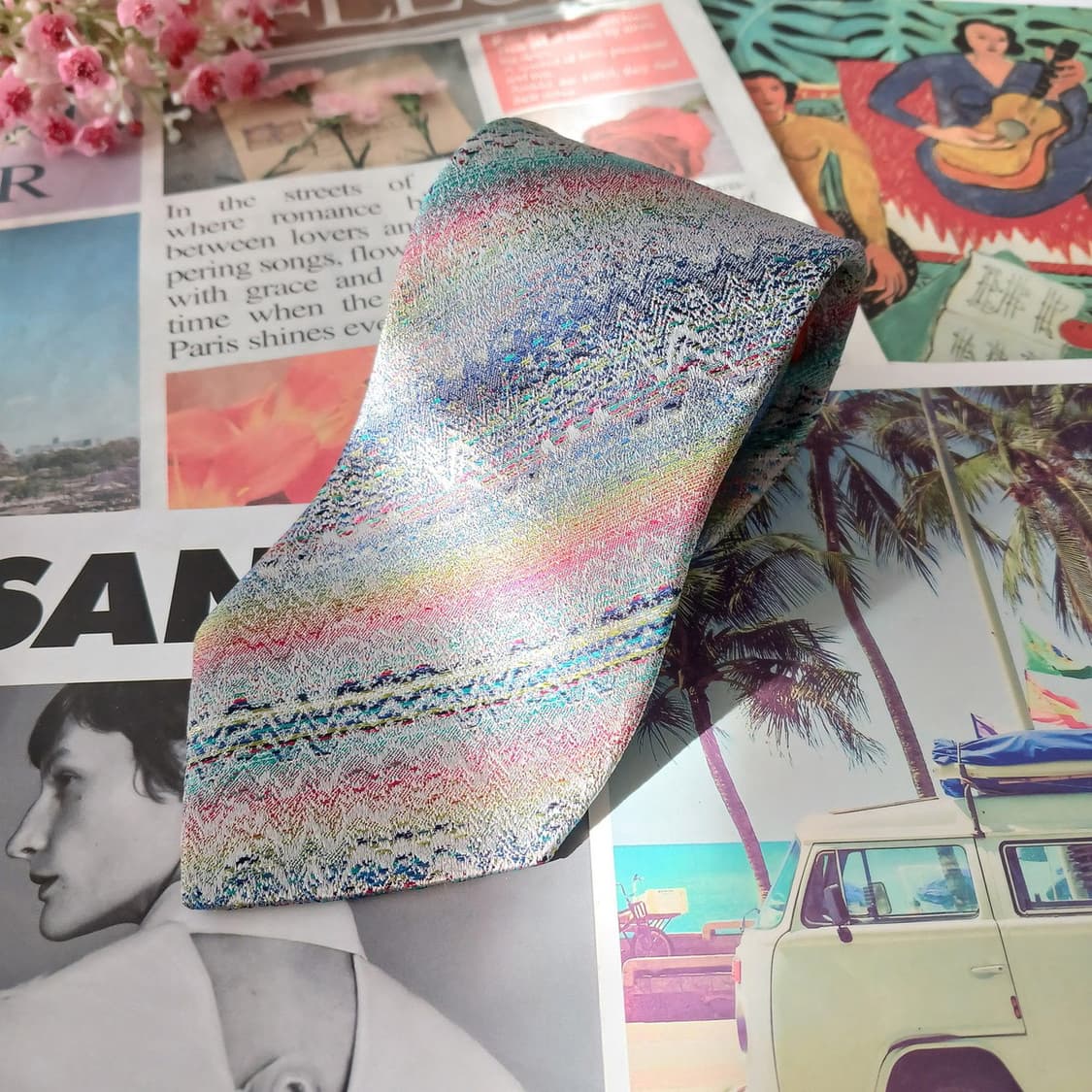 미쏘니 실크 실버 멀티 자카드 넥타이 8.8cm A+등급 A19433
 상품이미지4