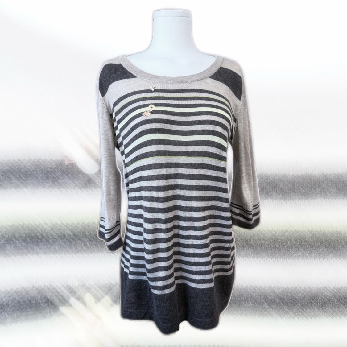 JANE MORE 모리걸 벌꿀 스트라이프 초코 롱슬리브 니트 상품이미지1