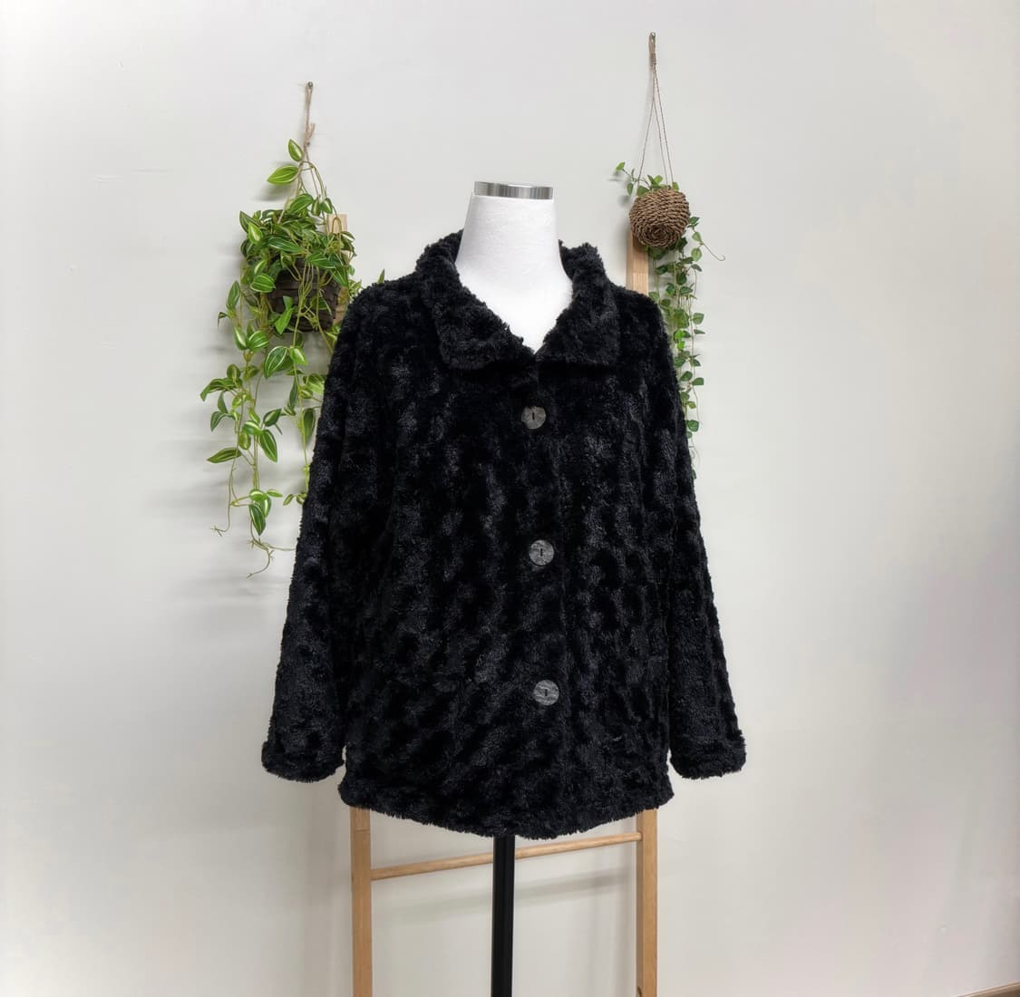 JPN/ 블랙 털 자켓 코트 숏코트 크롭코트 블랙퍼  상품이미지1