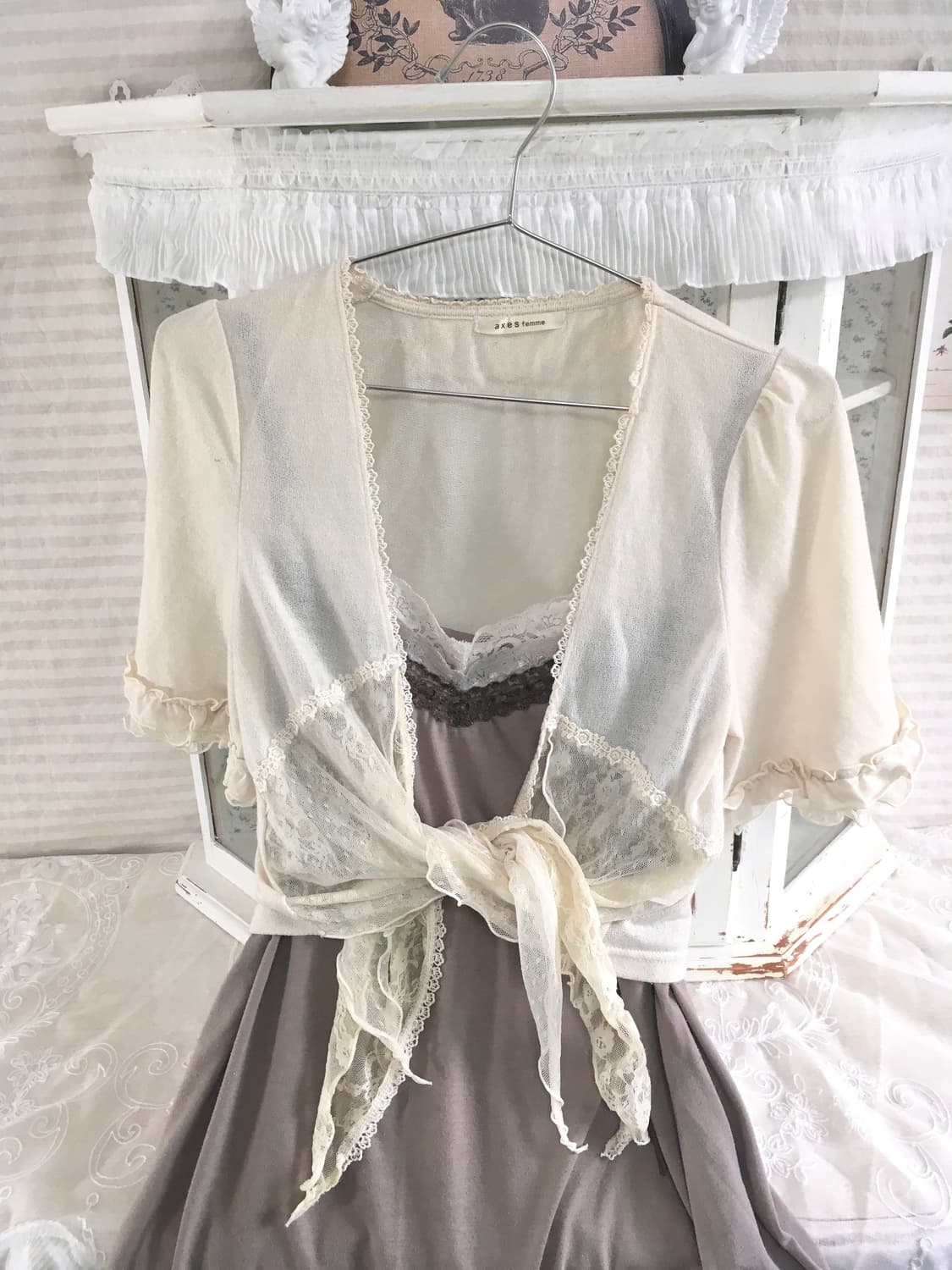 Set)액시즈팜 레이스 볼레로 가디건 + 앤틱 레이스 나시 상품이미지7