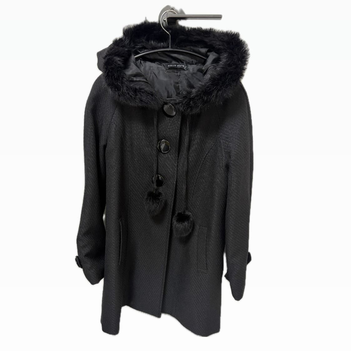 빈티지 폼폼 블랙 원피스 코트 상품이미지2