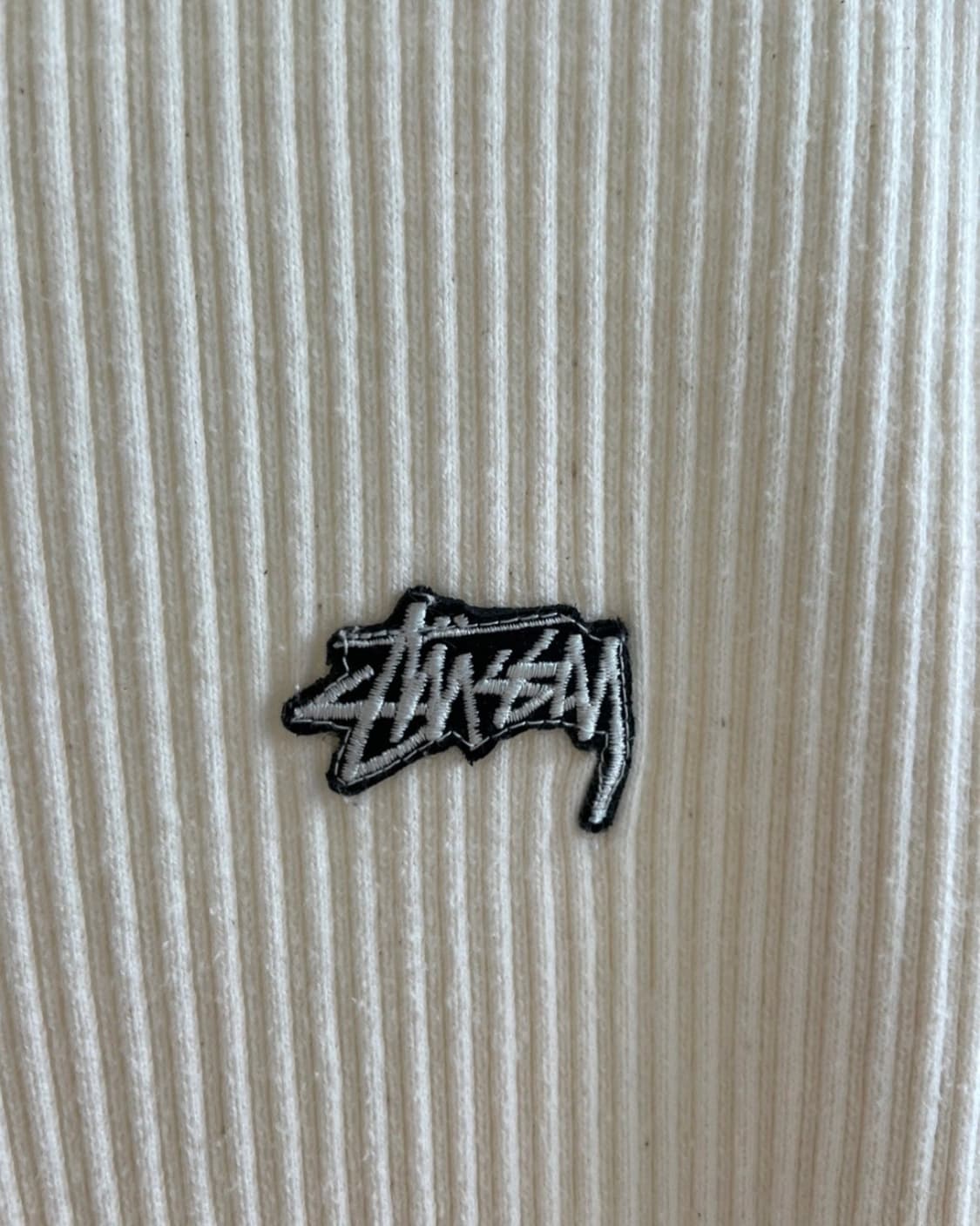 스투시 아이보리 골지 컷아웃 반팔티 M 상품이미지4