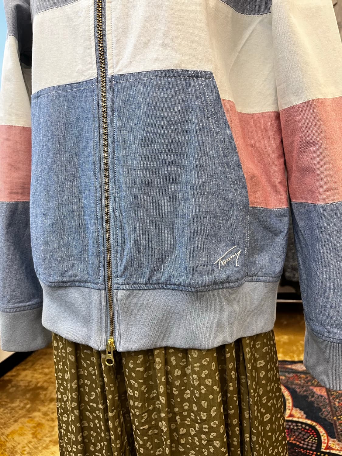 00's 타미 컬러 블락 후드 블루종 상품이미지4