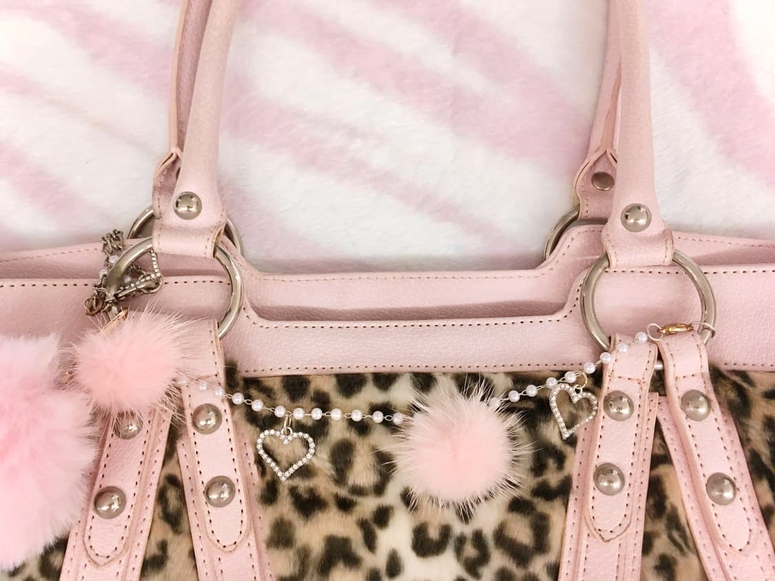 핑크 폼폼이 퍼 레오파드 스트랩 숄더백 갸루 히메갸루 핀터레스트 대장템 상품이미지6
