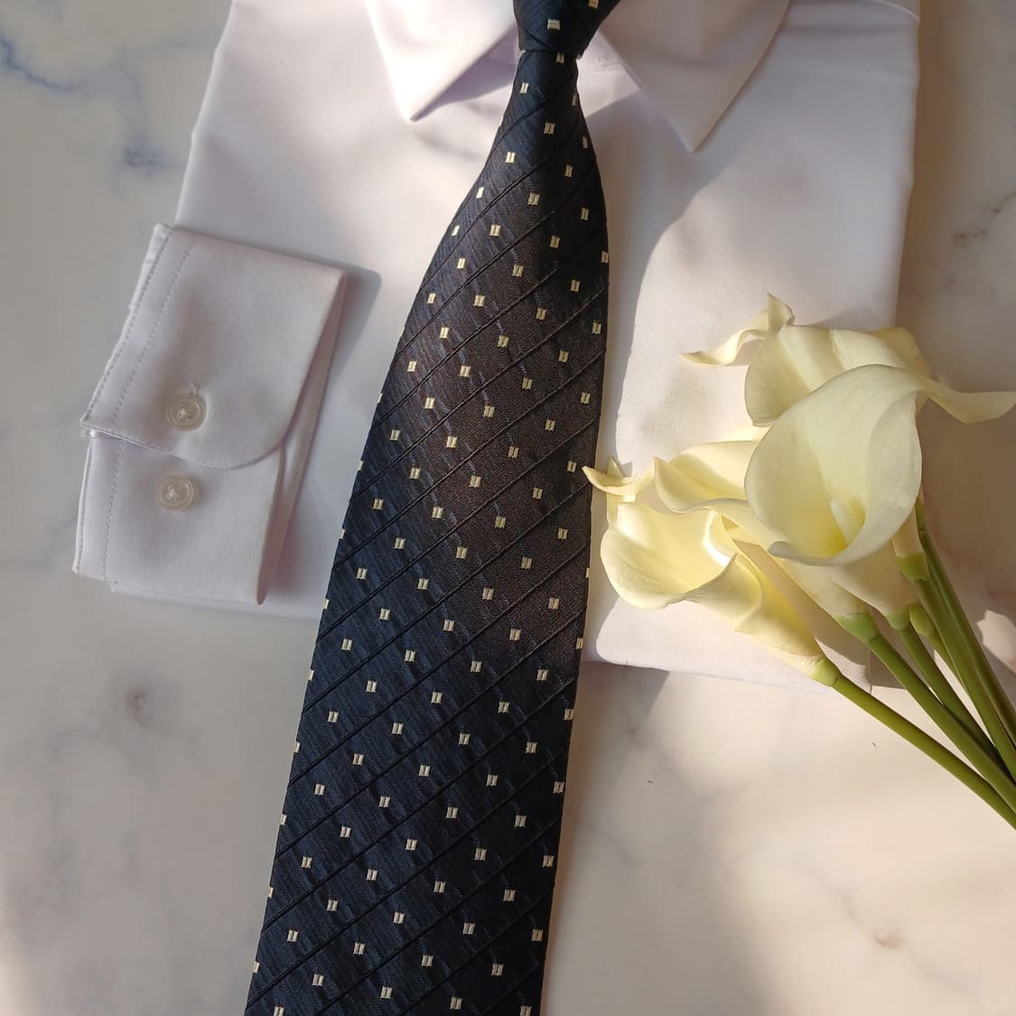 아쿠아스큐텀 실크 스트라이프 도트 넥타이 10cm A등급 A19799 상품이미지7