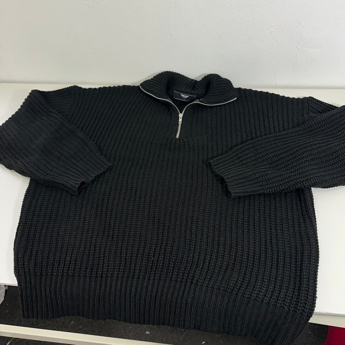 XL 트릴리온 블랙 반집업 니트 상품이미지2