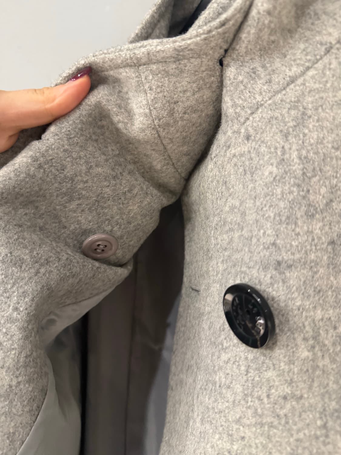 high-neck double button half coat 상품이미지10