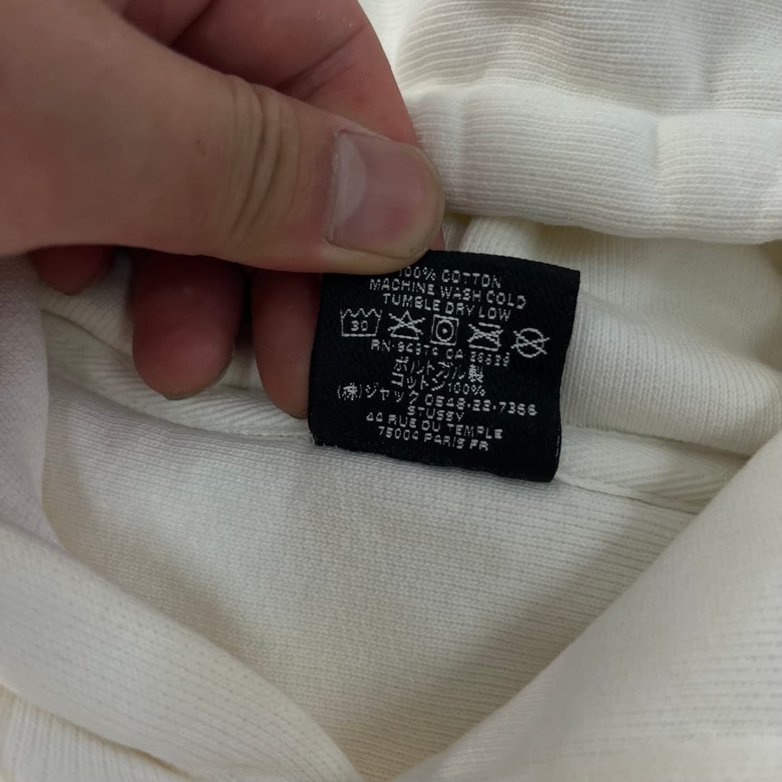 100 스투시 베이직로고 화이트 후드티  상품이미지5