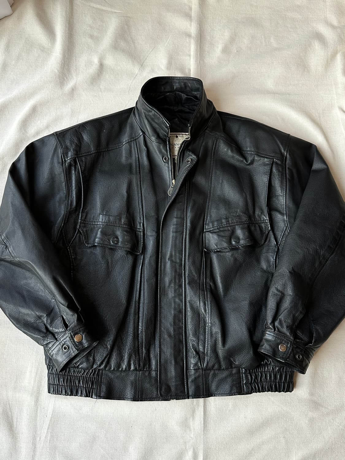 90s John Ashford 리얼 레더 자켓 블랙 M 상품이미지1