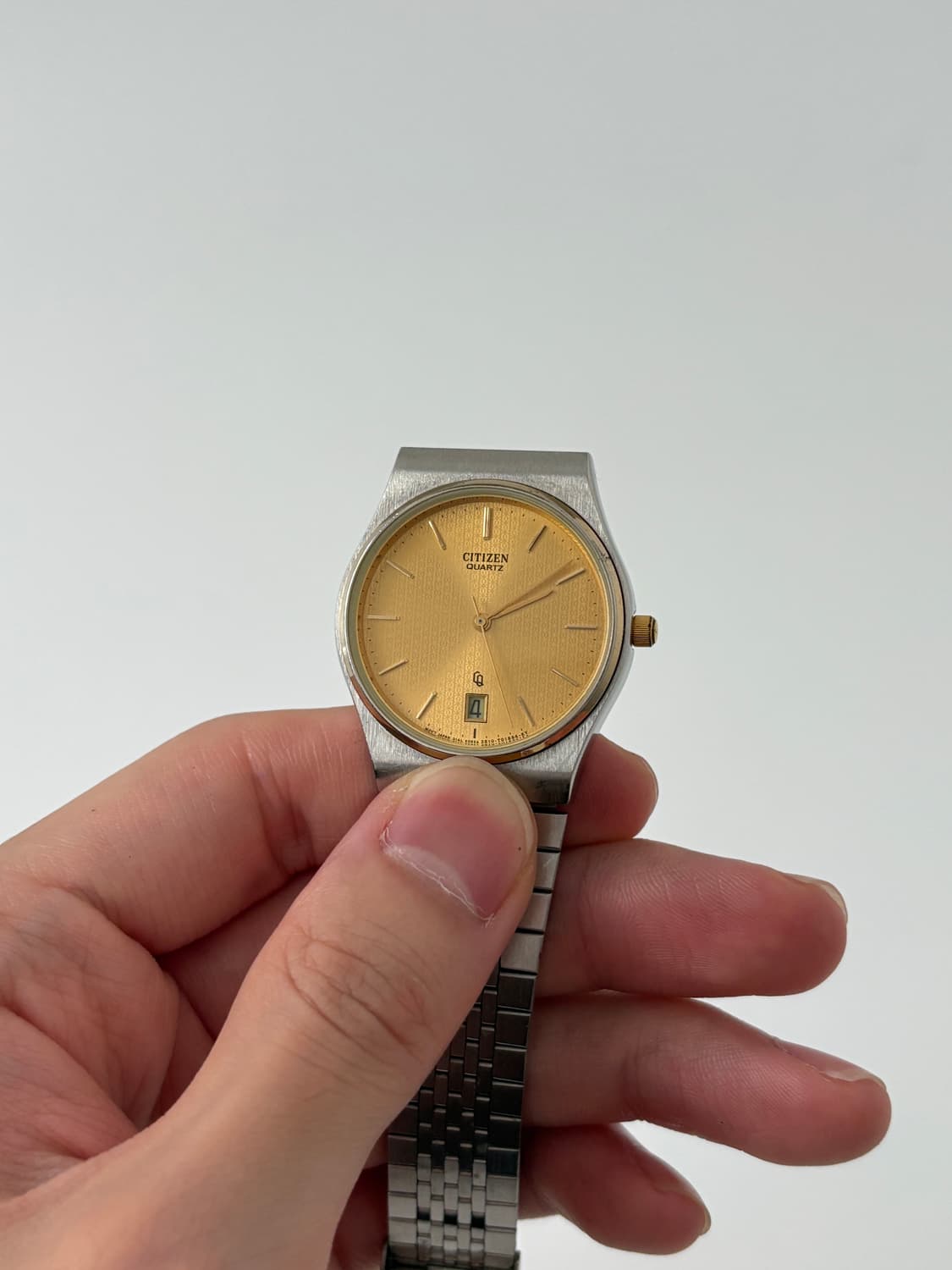 80s CQ gold dial silver quartz 상품이미지3