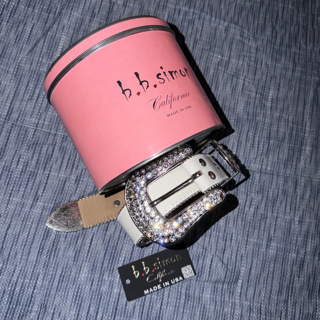 (32) 비비사이몬 클래식 크리스탈 벨트 화이트 상품이미지1