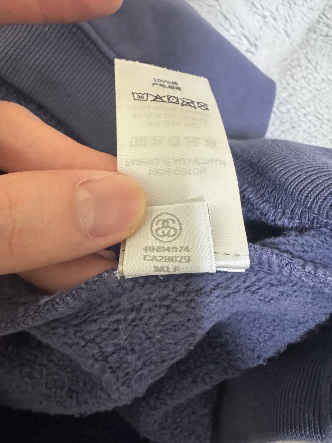 stussy 스투시 바시티 오버사이즈 크루넥 워시드 블루 L 상품이미지5