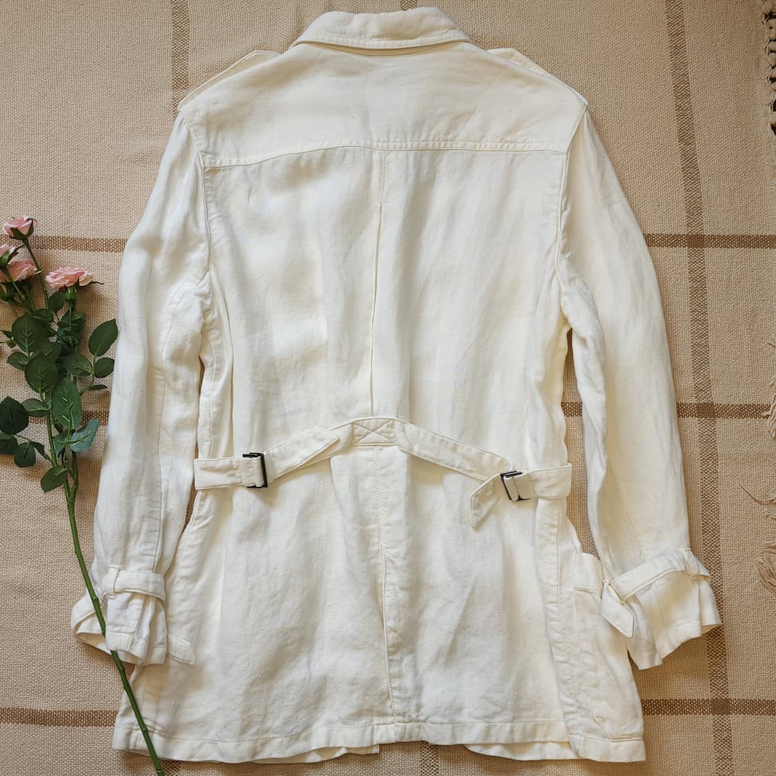 00년대 아르마니 꼴레지오니 화이트 사파리 린넨 자켓 42 상품이미지3