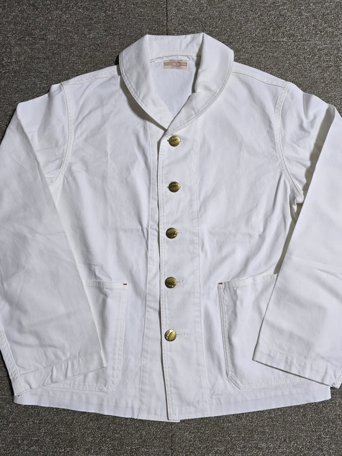 타임원클로딩 엣라스트 엣라코 데님 세일러 커버올 자켓44 화이트 부처프로 상품이미지2