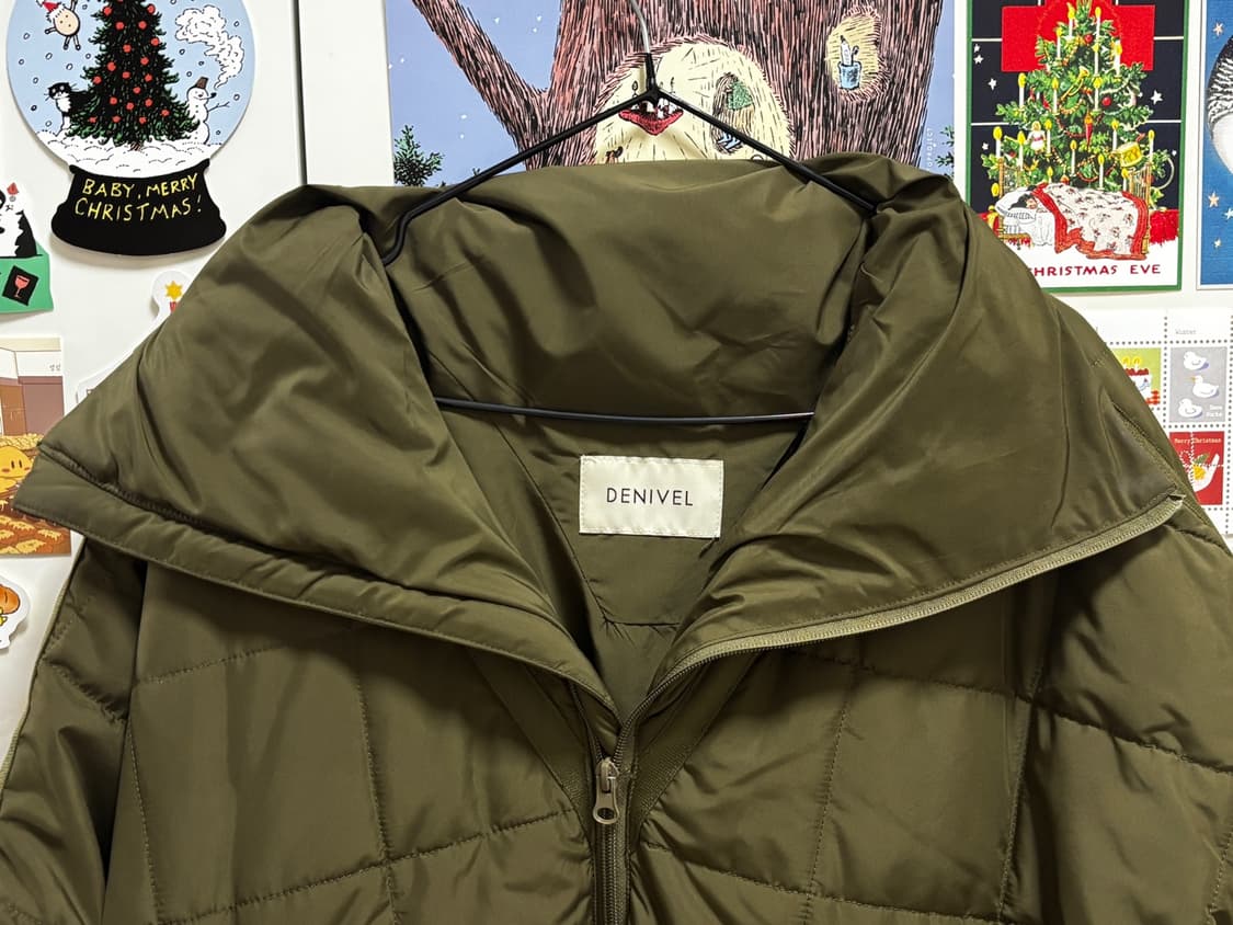 드니벨 2way 하이네크 숏패딩 - 카키, L 상품이미지4