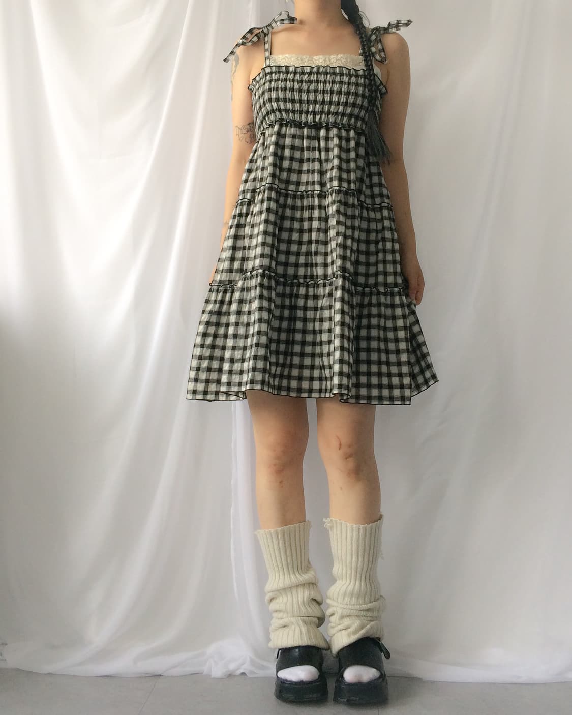 Check pattern layer sleeveless one piece 상품이미지5