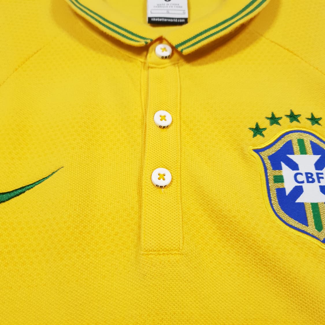L (100) 나이키 브라질 14-15 리그 어센틱 반팔 폴로 카라티 상품이미지5