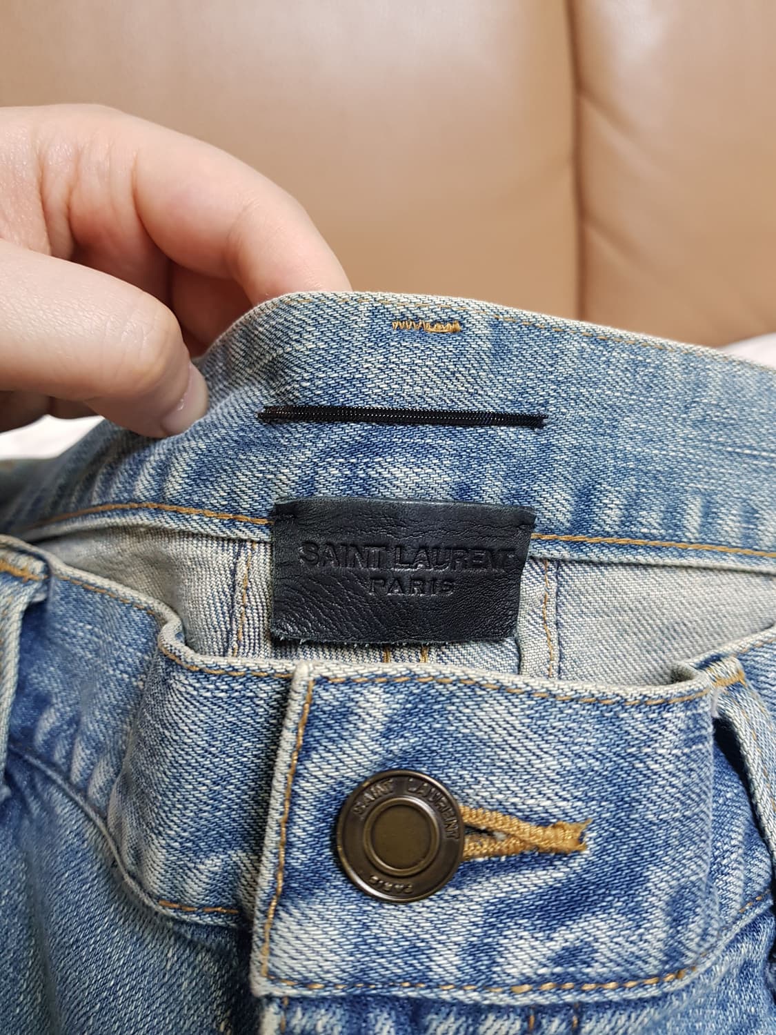 생로랑 무릎 디스 덧댐 진 데님 팬츠 청바지 상품이미지6