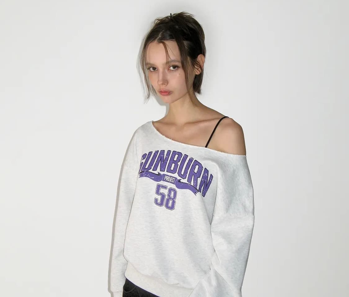 OFF-SHOULDER SUNBURN SWEATSHIRT, MELANGE 상품이미지1