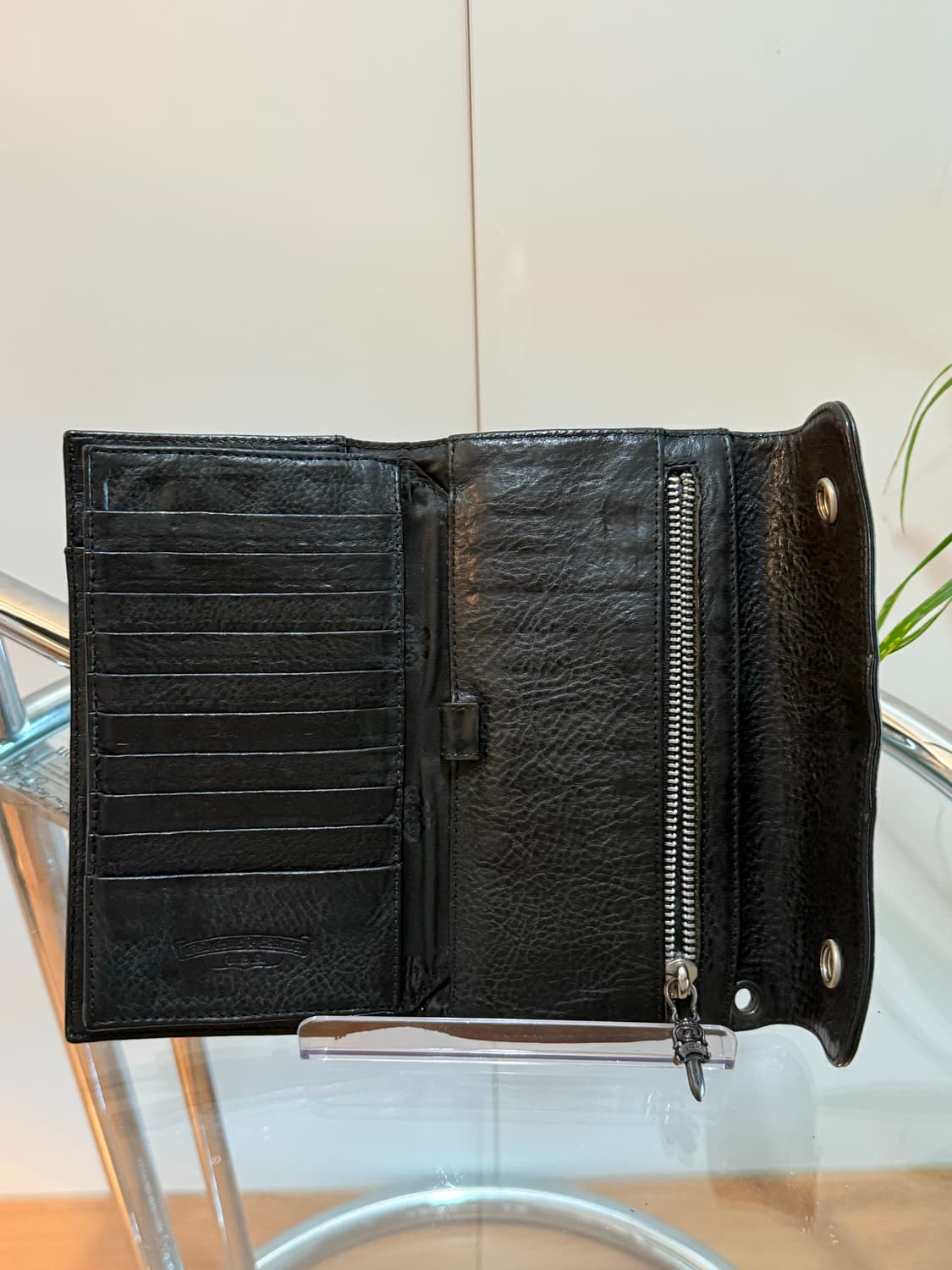 크로스 볼 버튼 레더 월렛 상품이미지3