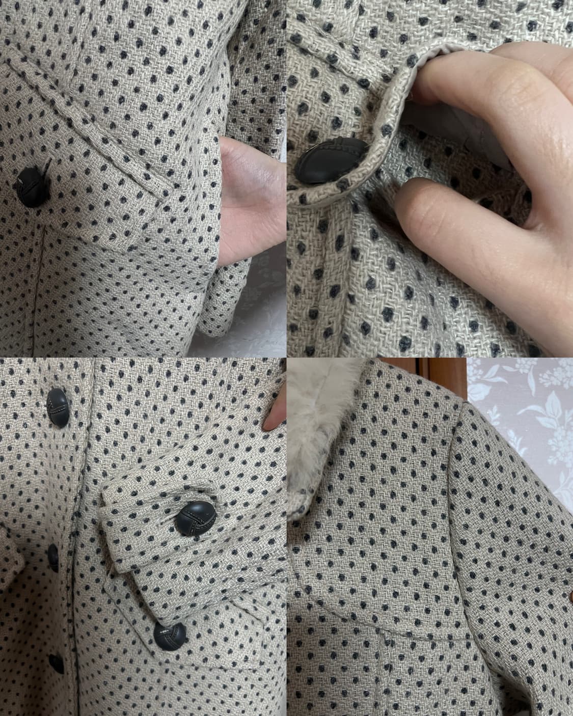 도트 퍼카라 울 코트 상품이미지3