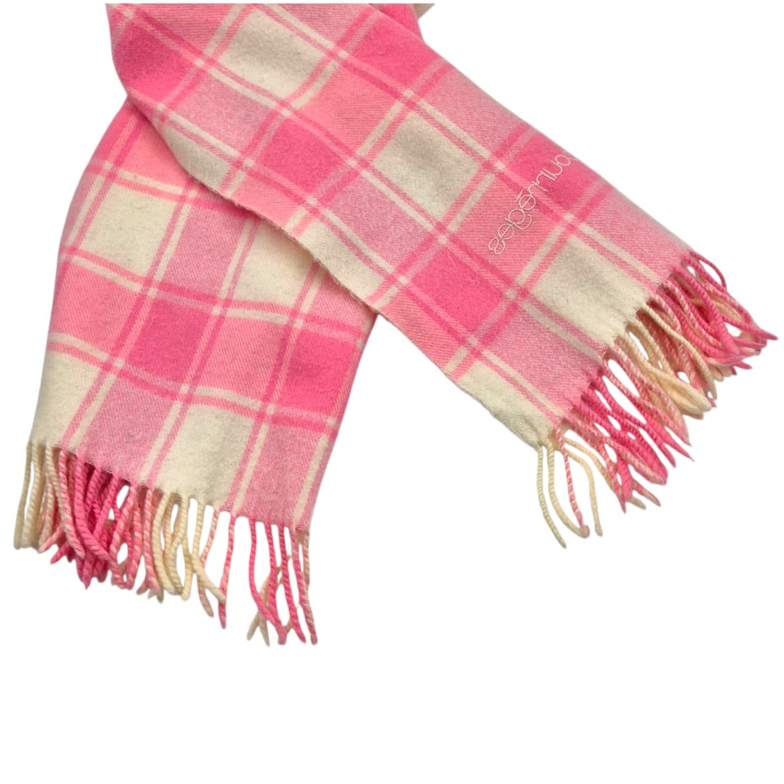90s 꾸레쥬 핑크 타탄 울 블랭킷&머플러 상품이미지4