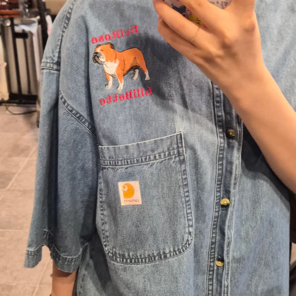 [NO.9] 칼하트 반팔 데님 셔츠 연청 상품이미지2