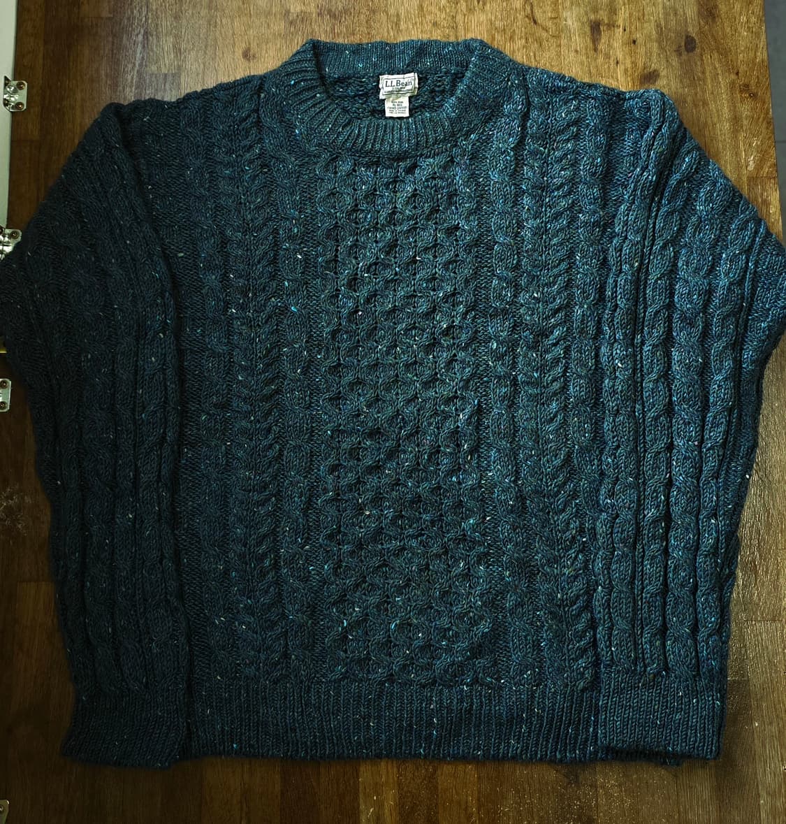 L.L.BEAN 아일랜드 울 니트 블루그린 L~XL 상품이미지1