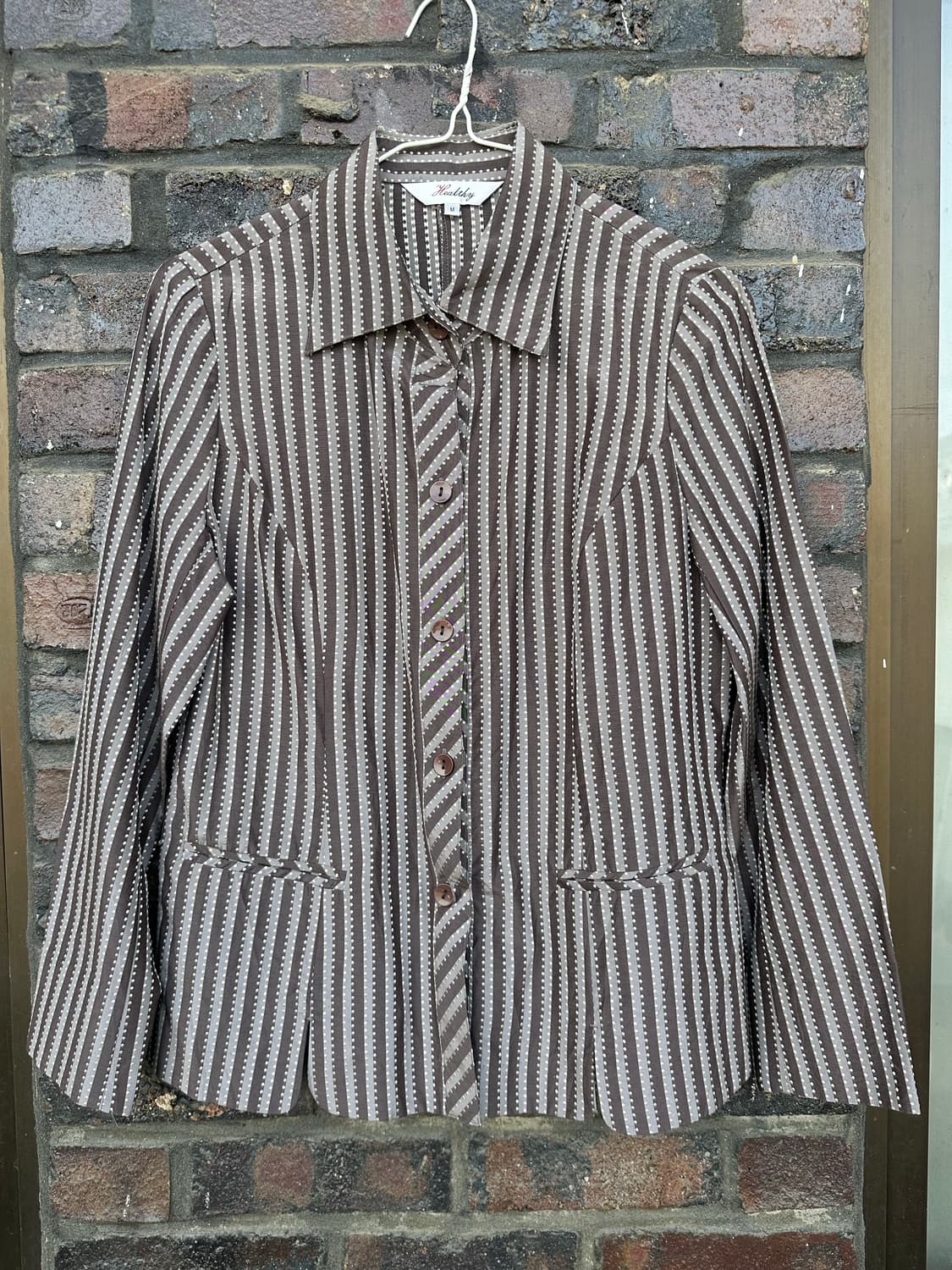 Healthy 브라운 도트 스트라이프 자켓 상품이미지1