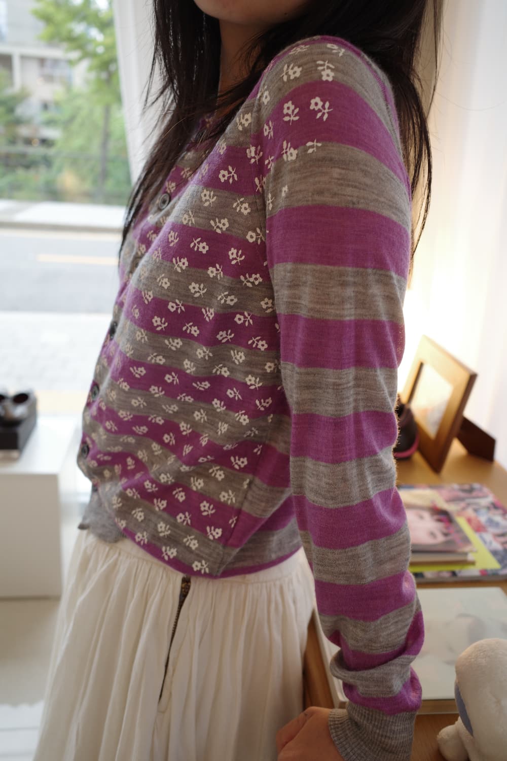 Flower silk printed flower cardigan 상품이미지3