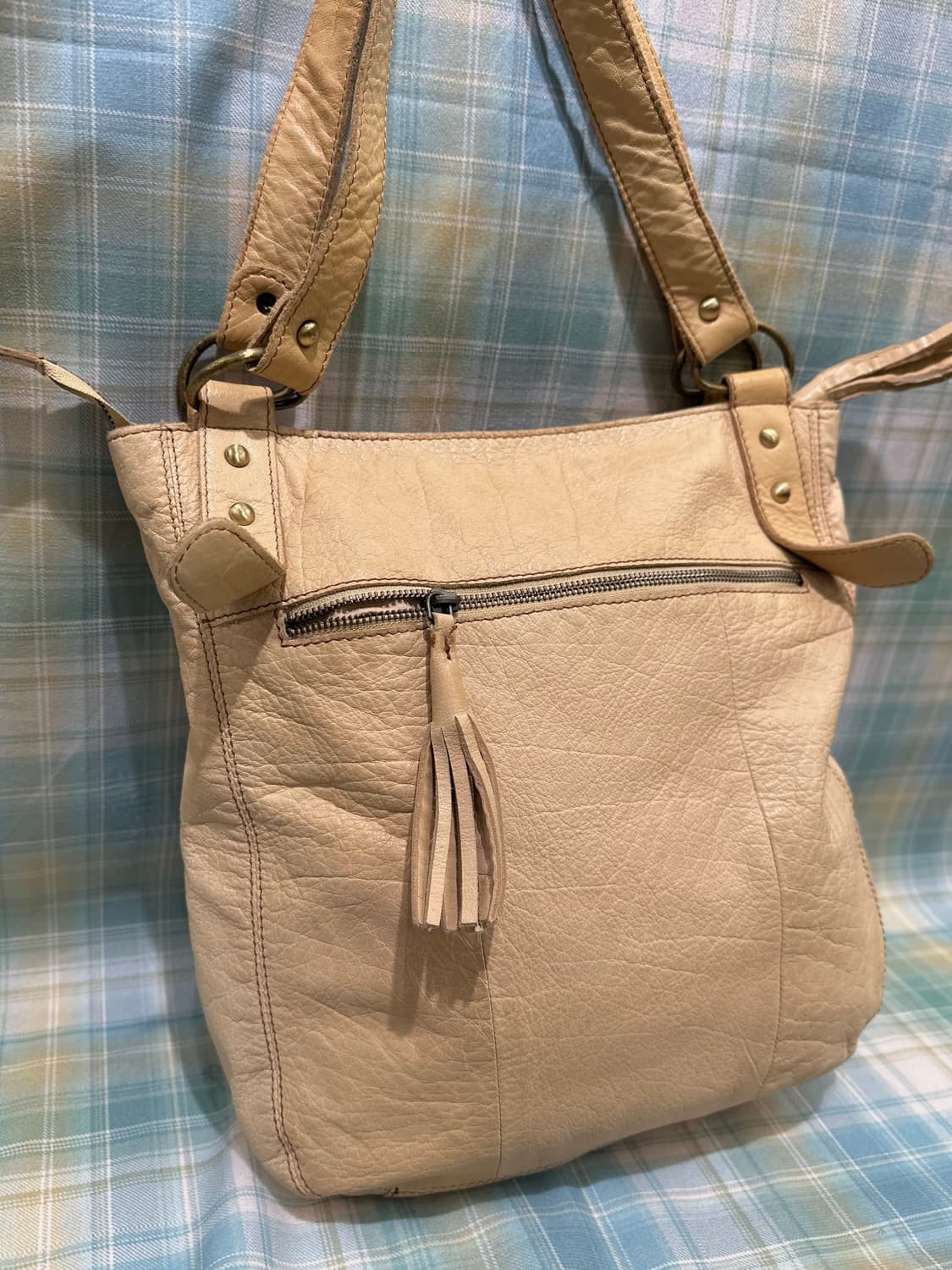 Yellow Beige Real Leather Bag 상품이미지4