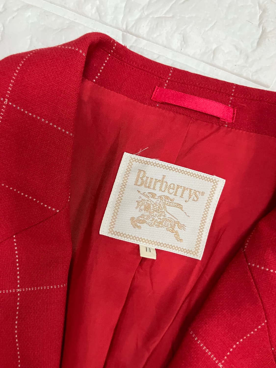 버버리 레드 체크 더블 브레스트 자켓 55 상품이미지5