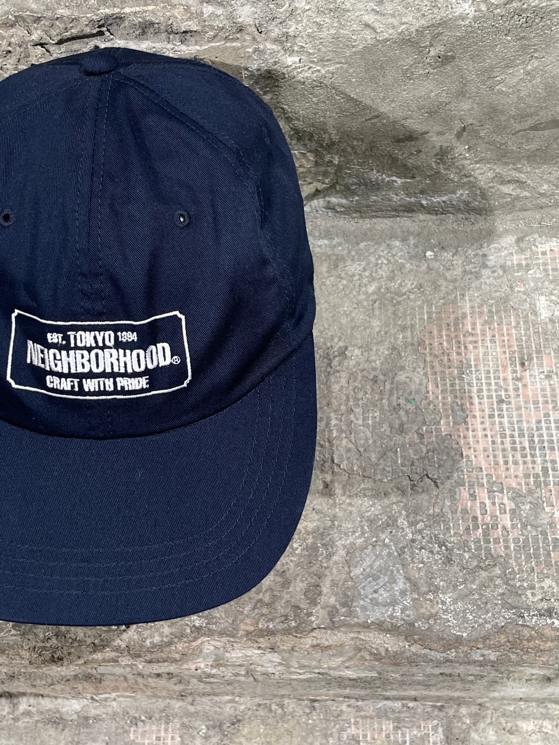네이버후드 네이비 로고 자수 6 패널 대드 캡 상품이미지6