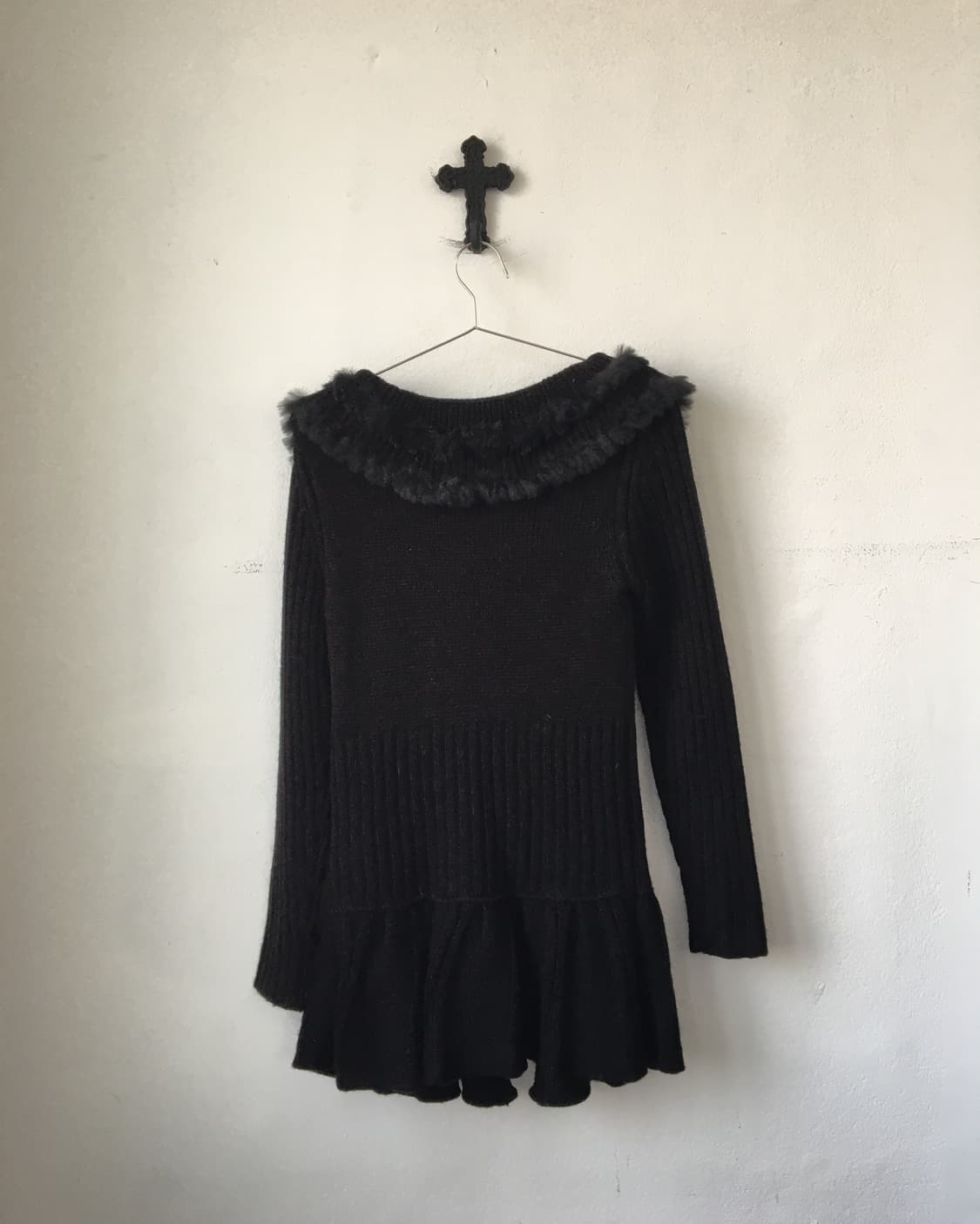 Fur trimming ruffle knit cardigan 상품이미지3