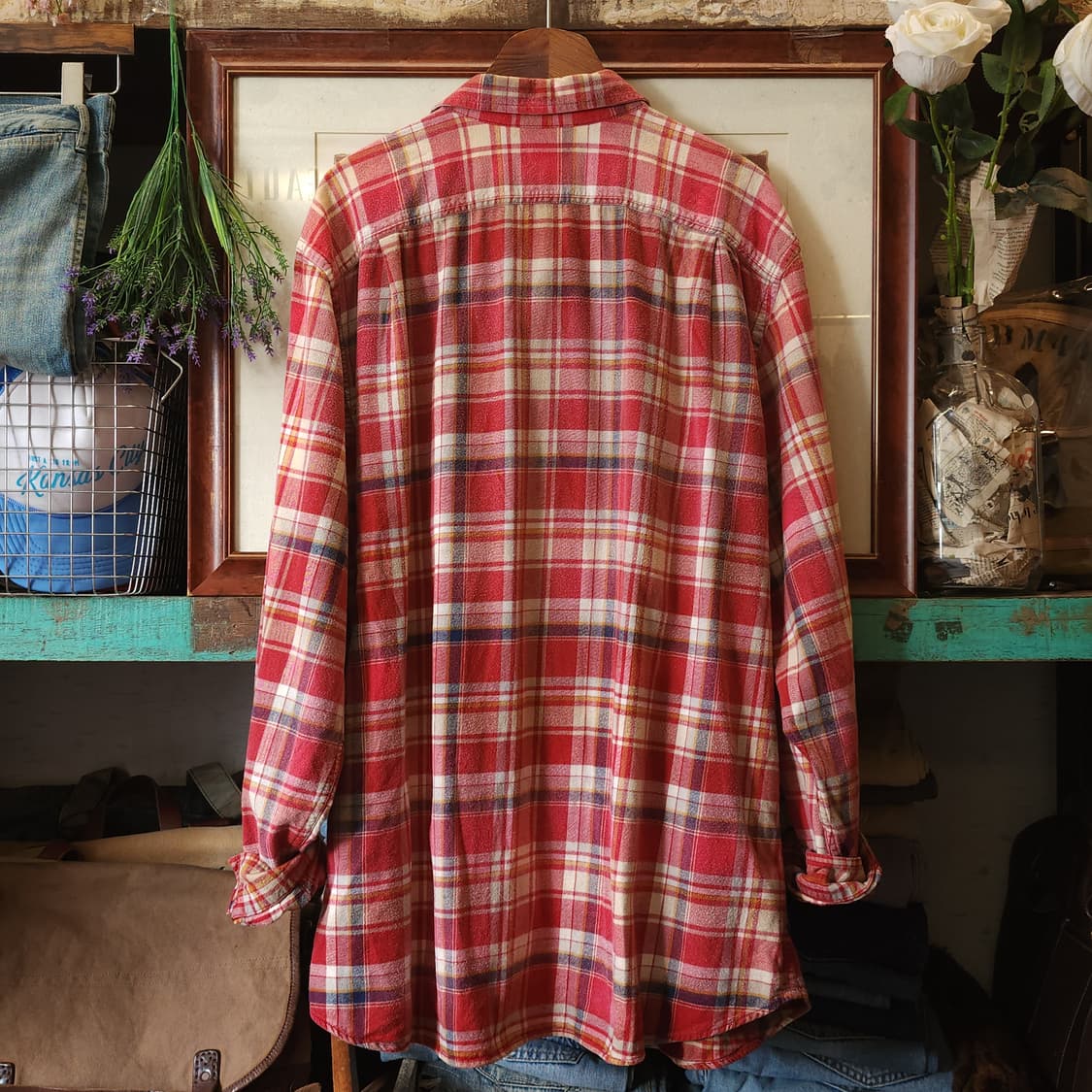 00s 에디바우어 아메리칸 빈티지 체크셔츠 플란넬 워크셔츠 썬페이딩 xl 상품이미지3
