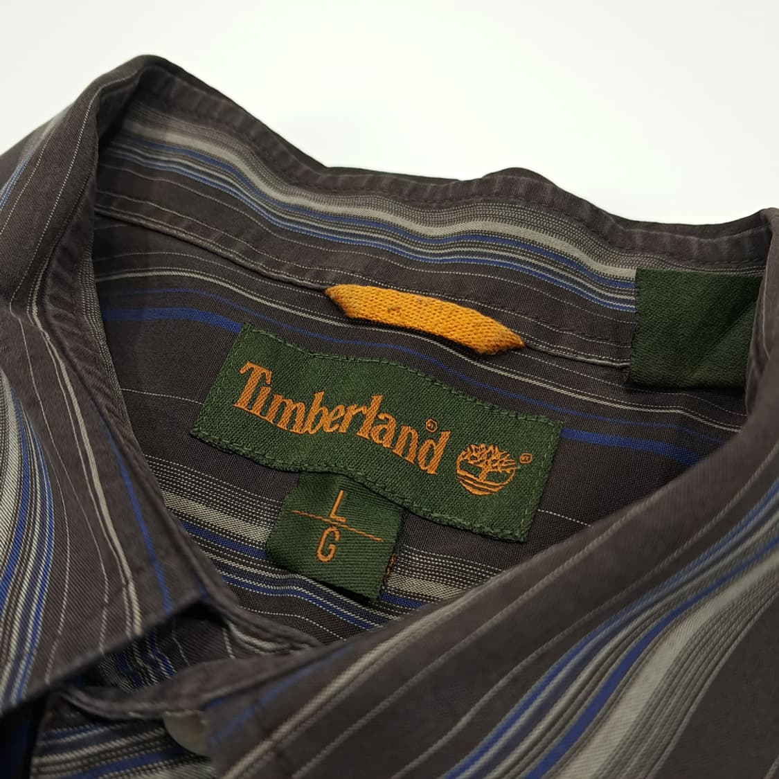 CL494 L 팀버랜드 90s 터키판 코튼 스트라이프 브라운 셔츠 남방 상품이미지3