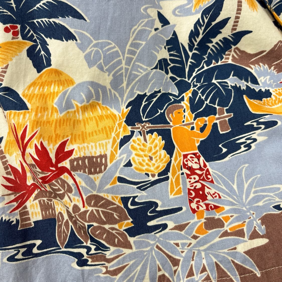 90s 블루하와이 폴리네시아 테마 프린팅 알로하셔츠 N1274 상품이미지6