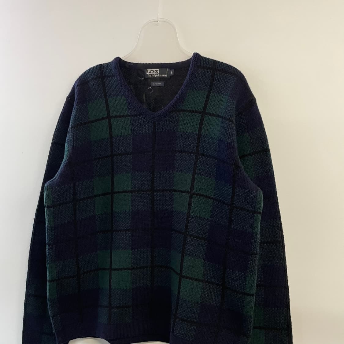 90s 폴로 랄프로렌 체크패턴 울 니트 상품이미지3