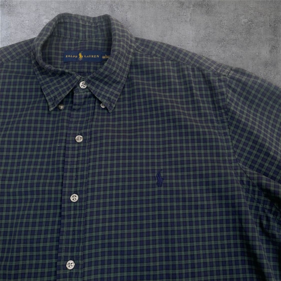 폴로 랄프로렌 네이비 그린 타탄체크 자수로고 셔츠 L 상품이미지4