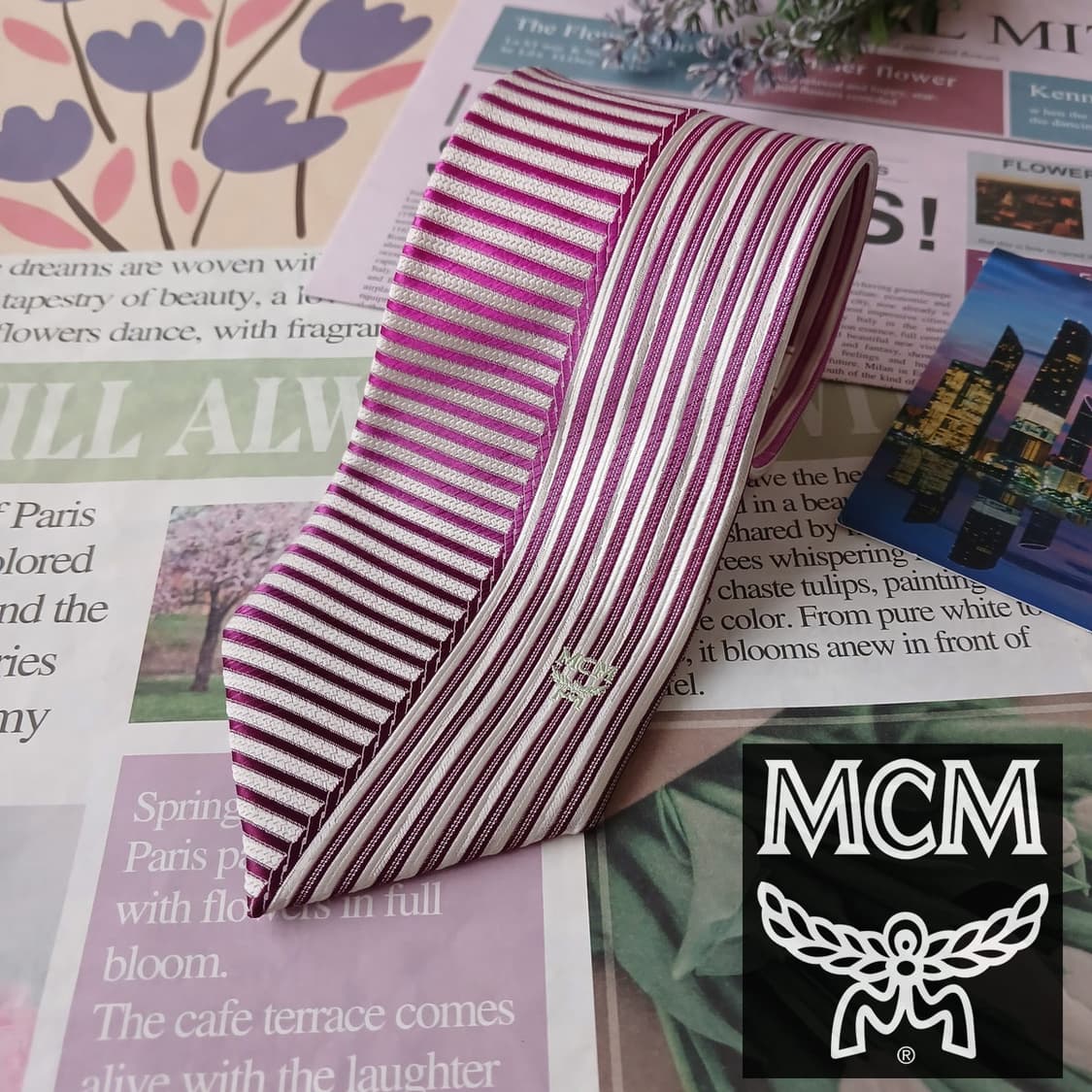 MCM 실크 퍼플 스트라이프 넥타이 8.5cm A+등급 A19261
 상품이미지2
