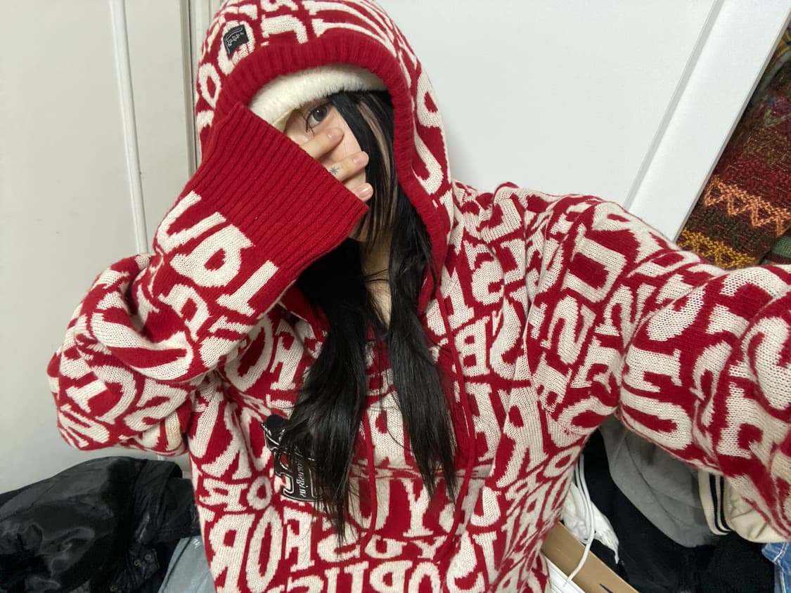 간지 뒤지는 후부 니트 후드 상품이미지6