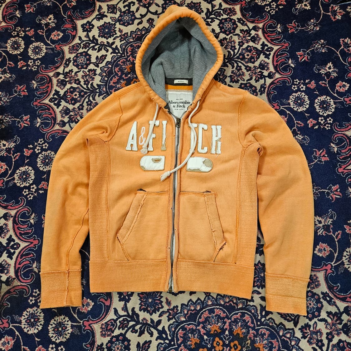 아베크롬비 Y2k 워시드 빈티지 오렌지 후드집업 M 상품이미지6