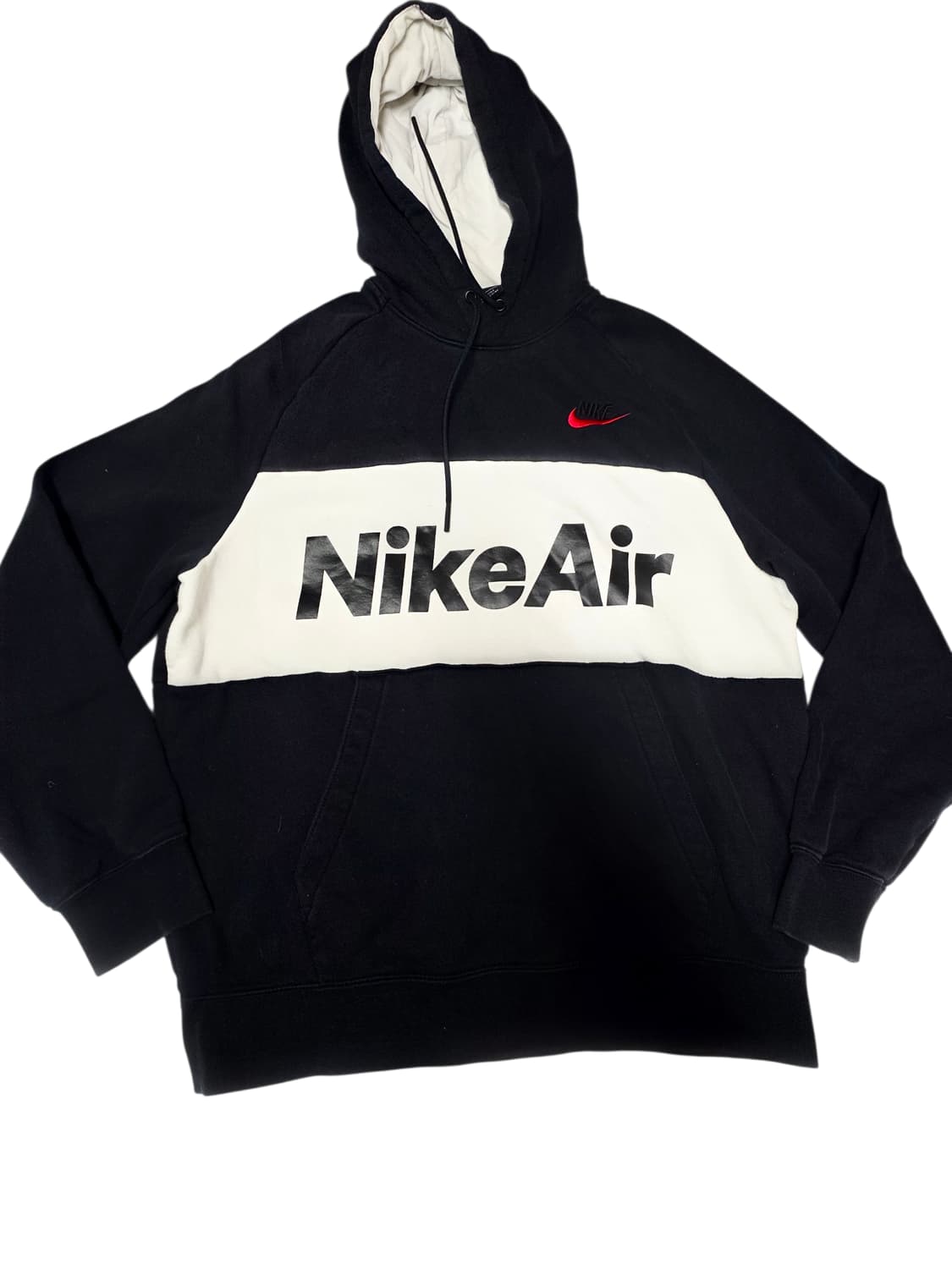 [나이키] 에어 빅로고 블랙 화이트 배색 기모 후드티 L 상품이미지1