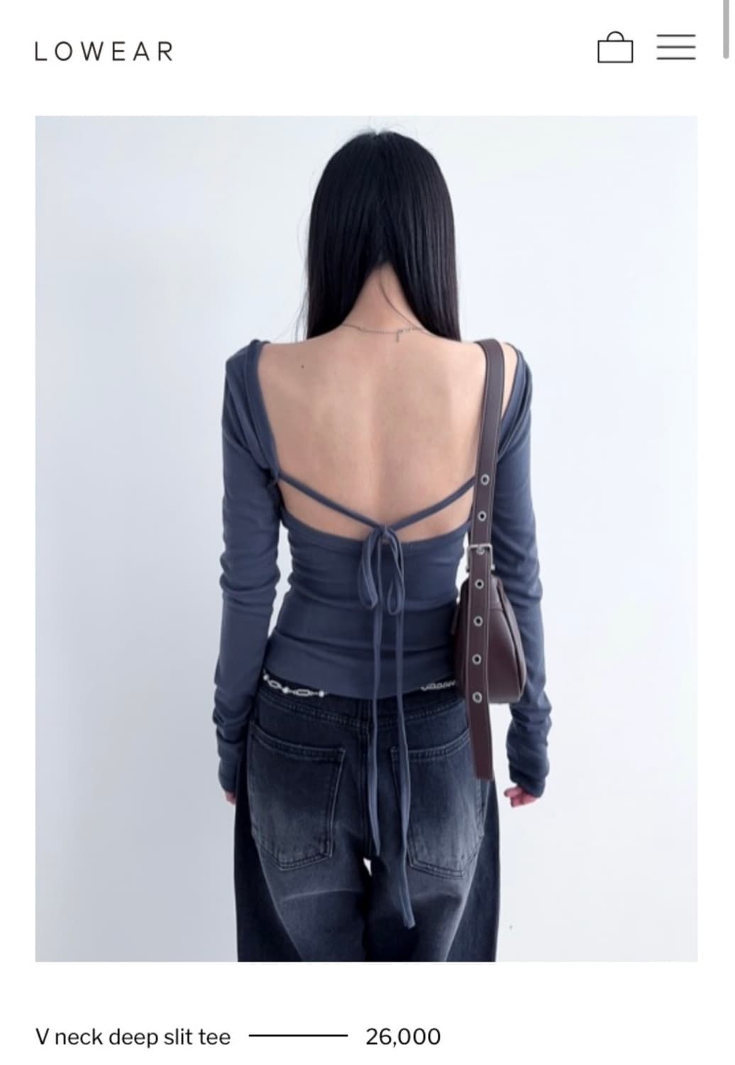 로웨어 백슬릿 긴팔 상의 그레이 블루 상품이미지2