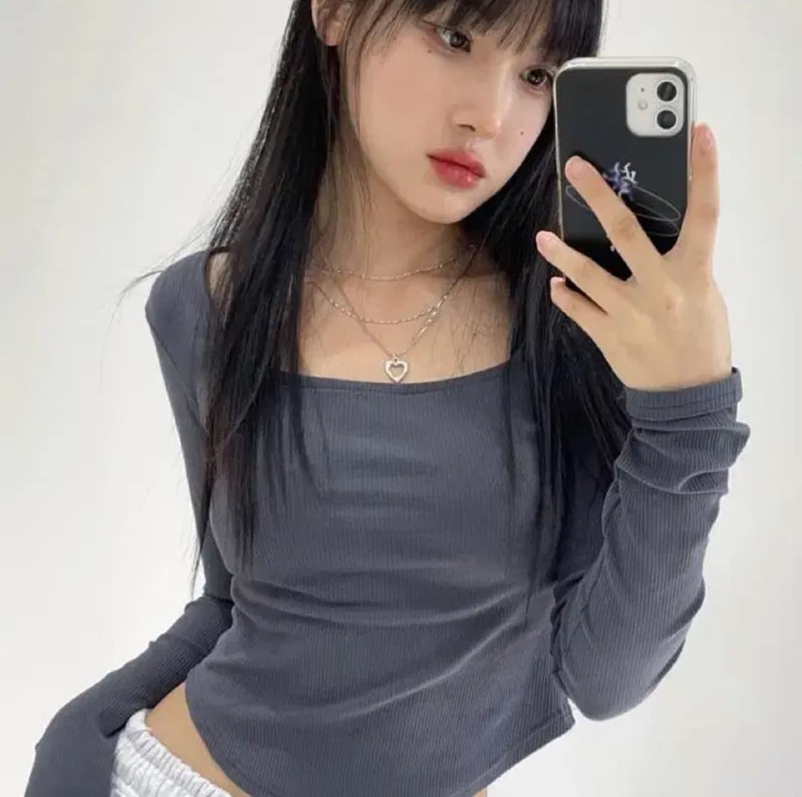 아쿠비클럽 스퀘어 골지 티셔츠 상품이미지1