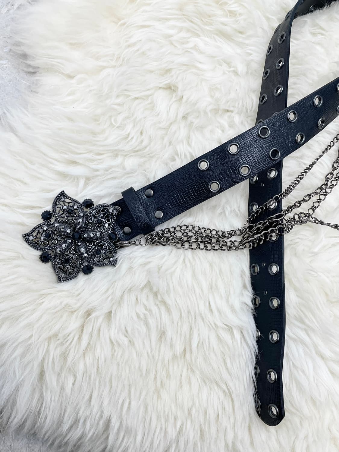 블랙페어리 펀칭 체인 버클 벨트 상품이미지6